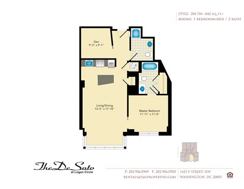 The DeSoto 04 Floor Plan at The DeSoto Apartments, Washington, DC 20005